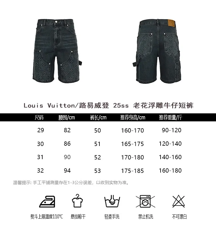 Louis Vuitton/Louis Vuitton 25ss presbyopic embossed denim shorts